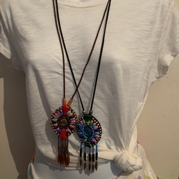 Handmade Colorful Boho Long Bead Dangle Necklaces - Picture 7 of 8